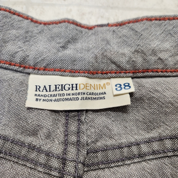 Raleigh Denim Graham Mens Designer Jeans Size 38 Gray Wash Denim Made In USA. - Picture 3 of 7